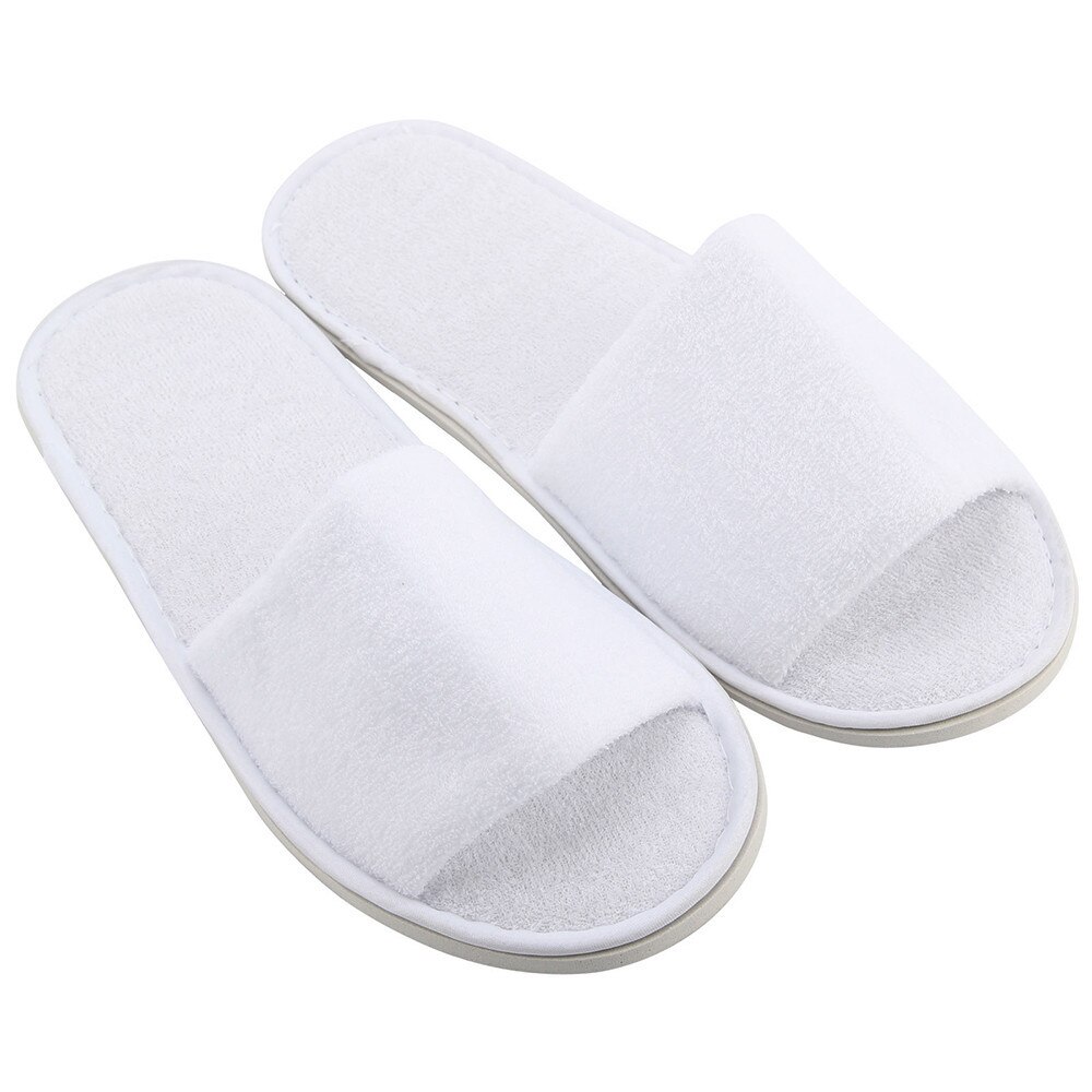 5 Pairs Wegwerp slippers Spa Hotel Gast Slippers Open Teen Badstof Stijl Zachte Witte Schoenen