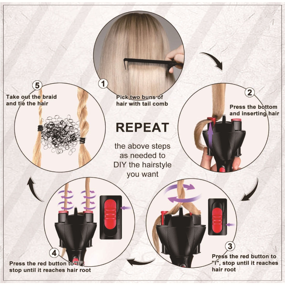 360 Degree Rotating Automatic Hair Braider Machine Two Strand Twist Braid Maker Electric Hair Styling Tool for Women Girls