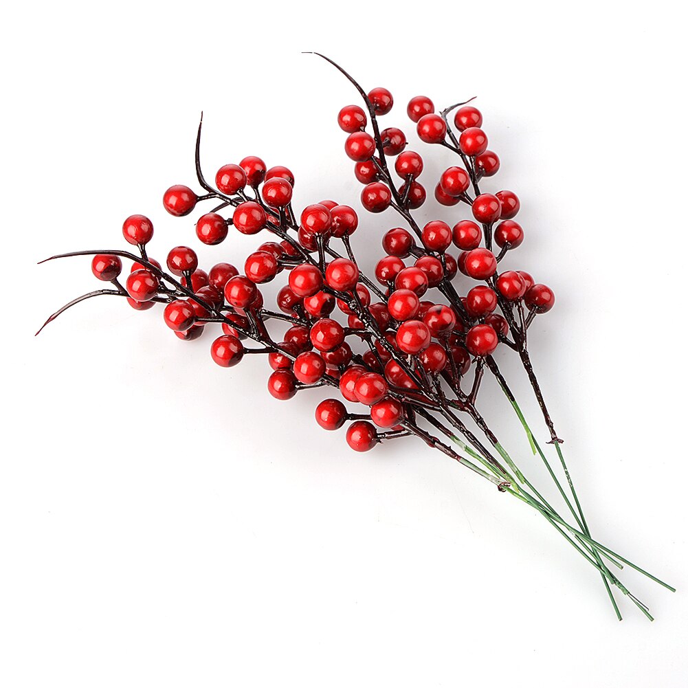10 stk 26cm kunstige fyrretræ kegle rød bær buket blomst gren juledekoration bryllupsfest indretning festlige forsyninger