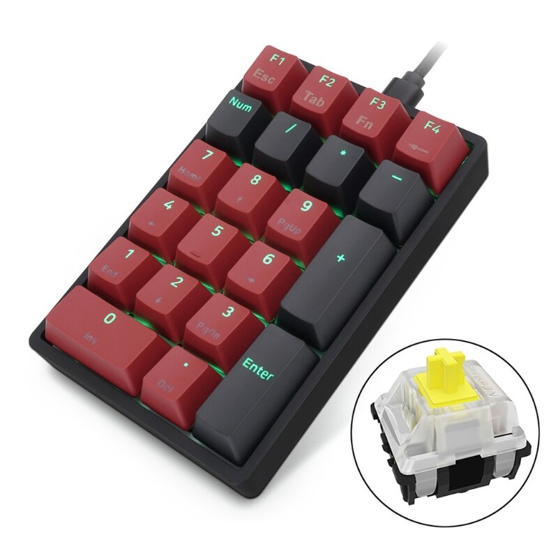 SK21 Portable USB-C Wired Numeric Keypad RGB Digital Mechanical Keyboard Swappable for Gateron Optical Switch Jy14 21