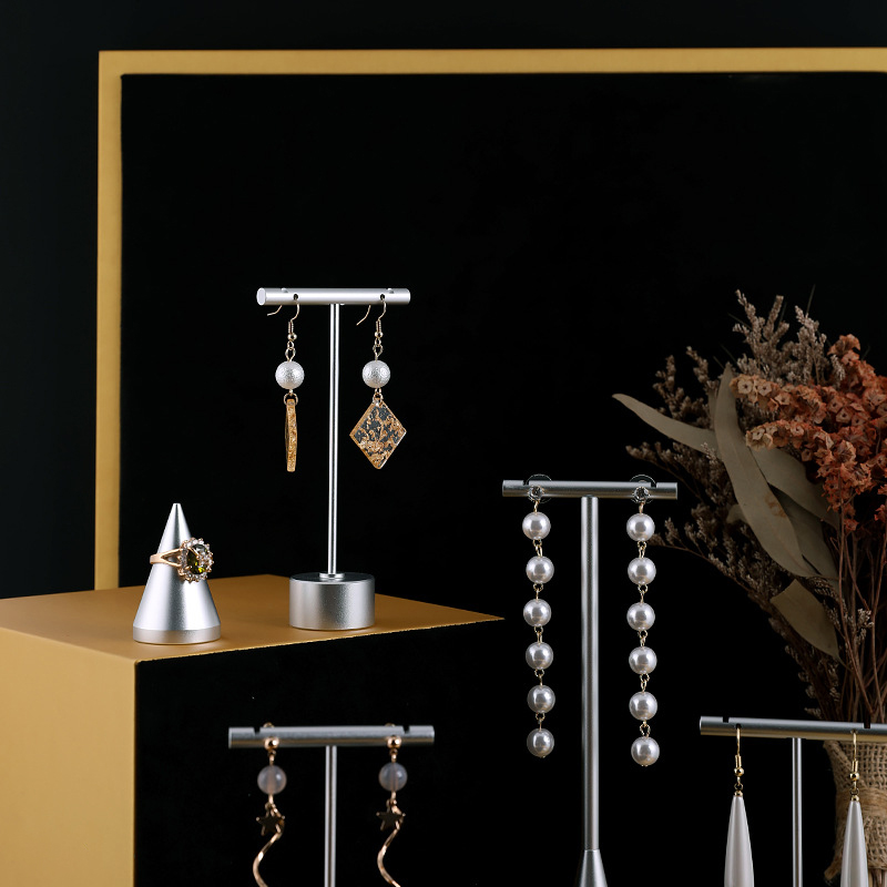 Örhängen i metall, displayställ för försäljning av smycken, ringörhängen, förvaringsställ, t-barhållare, örhängen, hängande arrangör