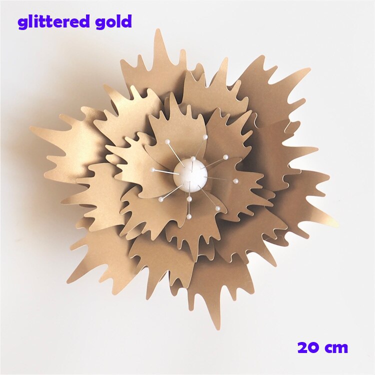 20CM Thick Cardstock Rose DIY Paper Flowers For Wedding & Event Backdrops Decorations Baby Nursery Wall Decor Video Tutorials: Glittered Gold