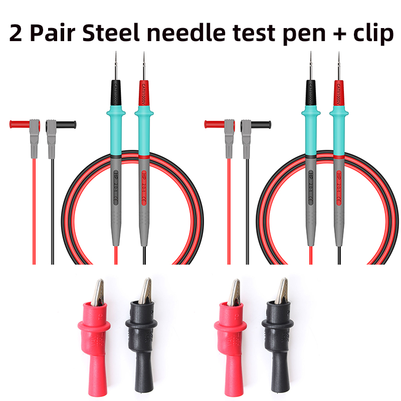 Siliconen draad Universele Sonde Meetsnoeren Pin voor Digitale Multimeter Naald Tip Multi Meter Tester Probe 20A 1000V 1 paar: YELLOW