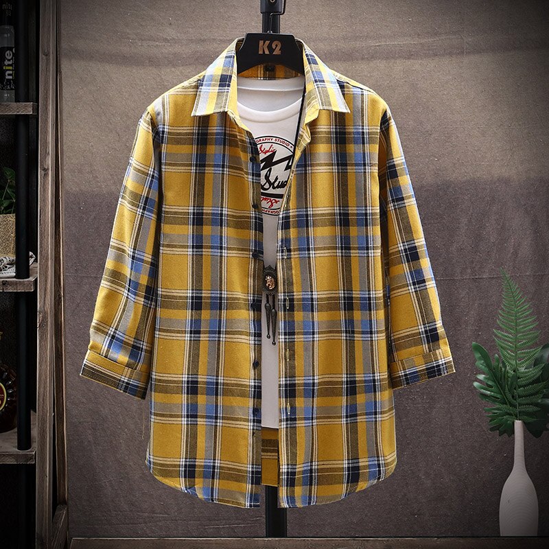 shirt Business casual autumn long sleeve men shirts brand plaid men Plus Size chemise homme