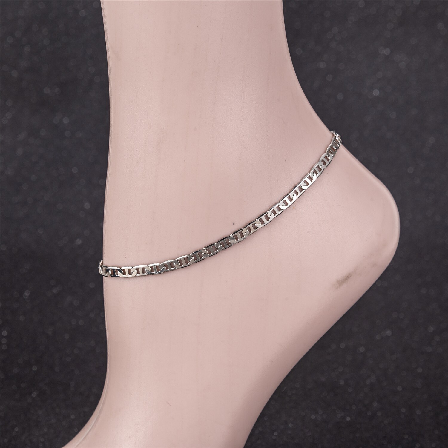 Cor do ouro/cor branca 4.2mm mariner link chain flat anklet, 9 10 11 polegadas tornozelo pulseira para mulher homem à prova dwaterproof água