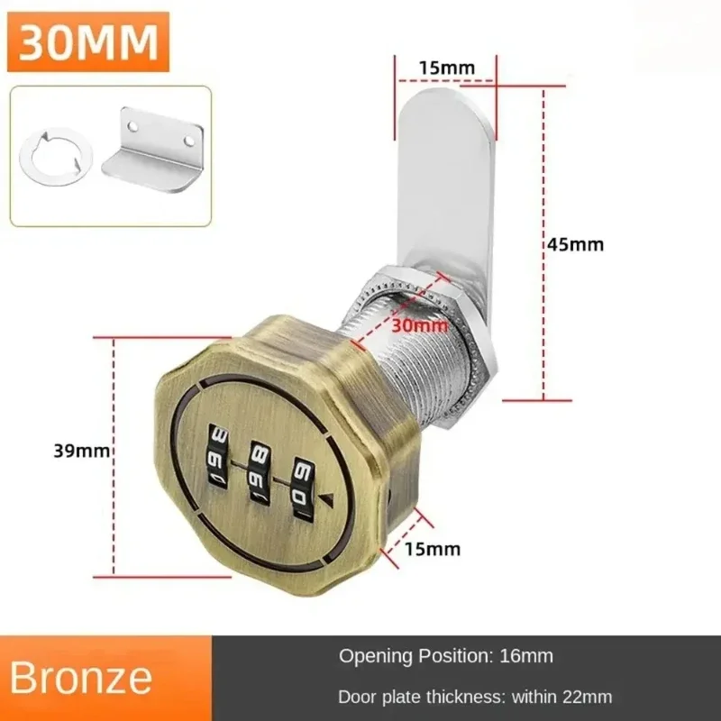 1PCS Password Cabinet Lock Zinc Alloy Password Locks Security Home Automation Cam Lock For Mailbox Cabinet Door 16/30mm: Satin Nickel