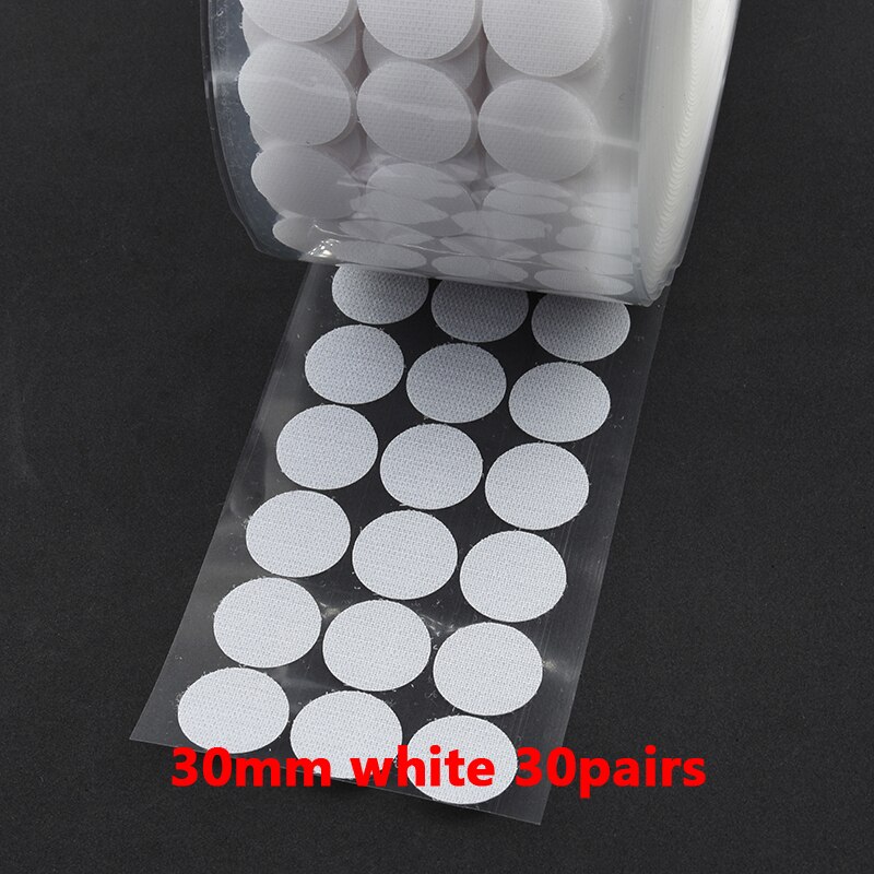 Kleurrijke Klittenbandsluitingen Lijm 10-30 Mm Zelfklevende Tape Haak Lus Nylon Magic Boob Tape Sticker Thuisgebruik Sterke lijm 100Pairs: 30mm white 30 pairs