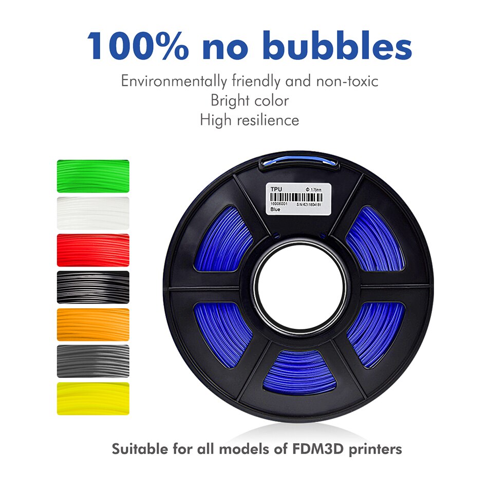 1.75mm Flexible TPU 3D Printing Filament Dimensional Accuracy +/- 0.02mm Children Shoes And Toys TPU Flexible Filament
