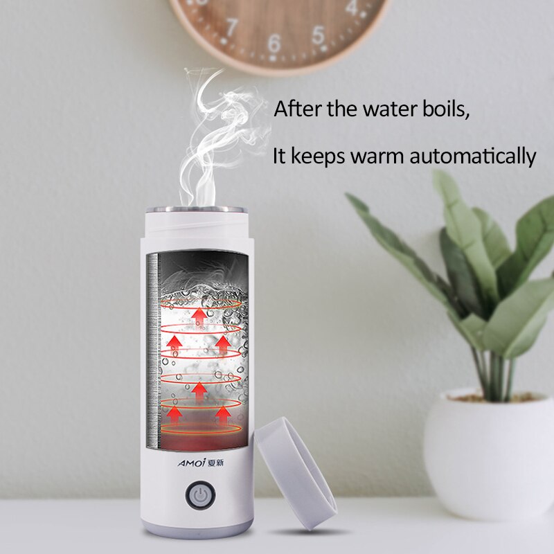 Draagbare elektrische waterkoker mini waterkoker kokend kopje slimme theepot verwarmende thermische mok voor thee koffie melkpoeder 400ml 220v