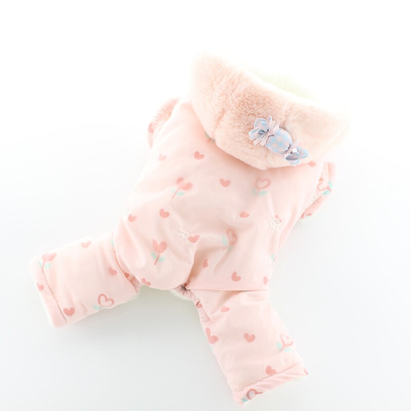 Super Warm Dog Clothes Jumpsuit Winter Overall For Dogs York Pomeranian Chihuahua Suit Small Medium Dog Clothing Bichon Costumes: Pink / XS