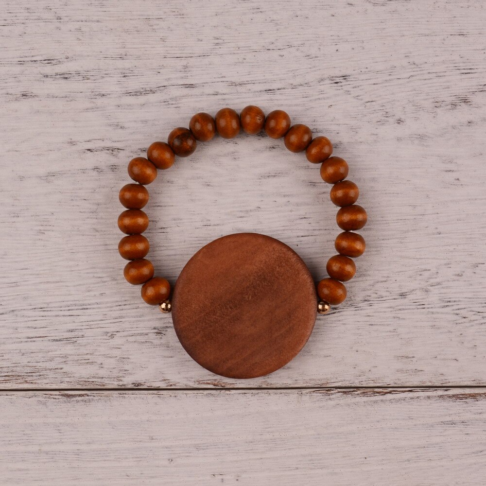 Bracelet de perles en bois blanc 8mm, , grand disque, monogramme, élasticité, bijoux pour femmes et hommes, 2022
