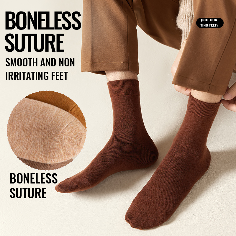 MiiOW calcetines de lana merina para hombre, calcetines gruesos de invierno con calefacción, botas de nieve de Cachemira resistentes al frío, calcetines de negocios de toalla cálidos marrones Retro