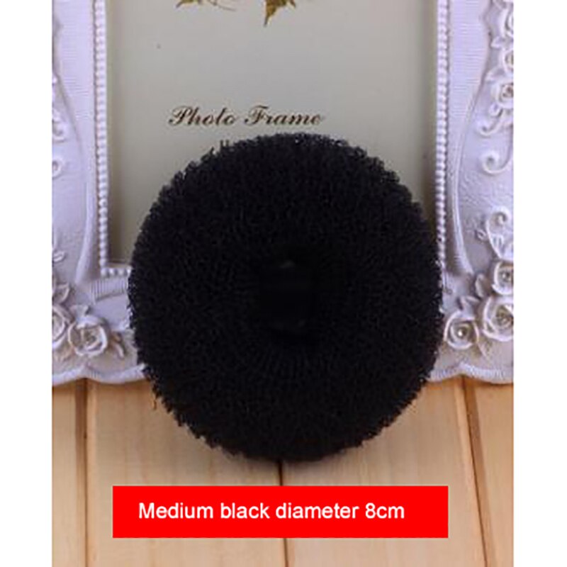 Hair Ring Bun Hair Styling Tool AccessoriesFashion Women Ladies Girls Magic Shaper Donut: Black7-8cm