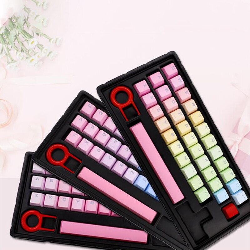 Double Shot Backlit Keycaps RGB PBT 35 Keys 1.44mm for Cherry Mechanical Keyboard Lover Pink