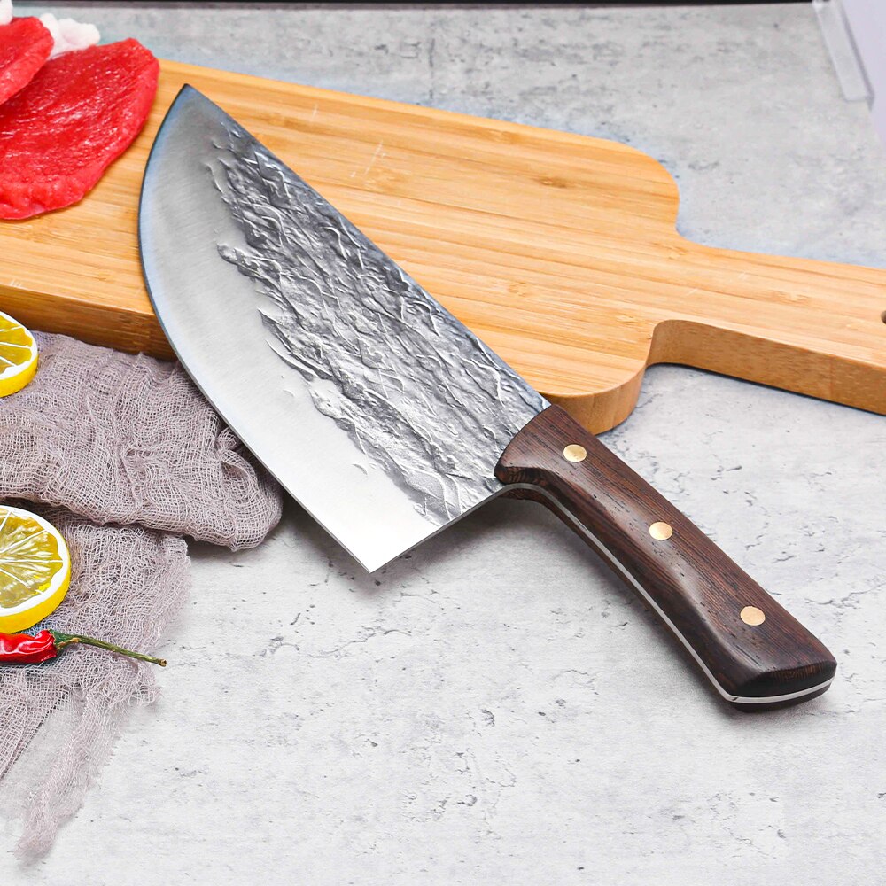 8 Inch Kitchen Chef Knife Handmade 4Cr13 Stainless Steel Meat Cleaver Outdoor Cooking Cutter Chicken Wings Sharp Butcher Knife