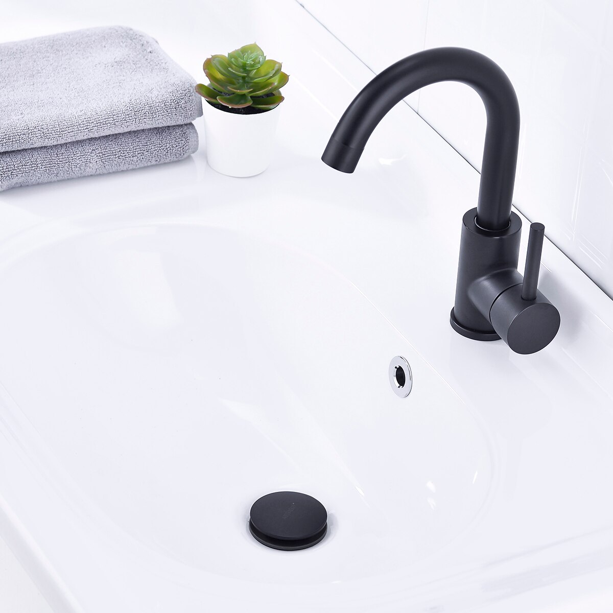 Black Round Style Bathroom Basin Sink Pop Up Drains Stainless Steel Kitchen Sink Drainer Stopper Drain Strainers with Overflow