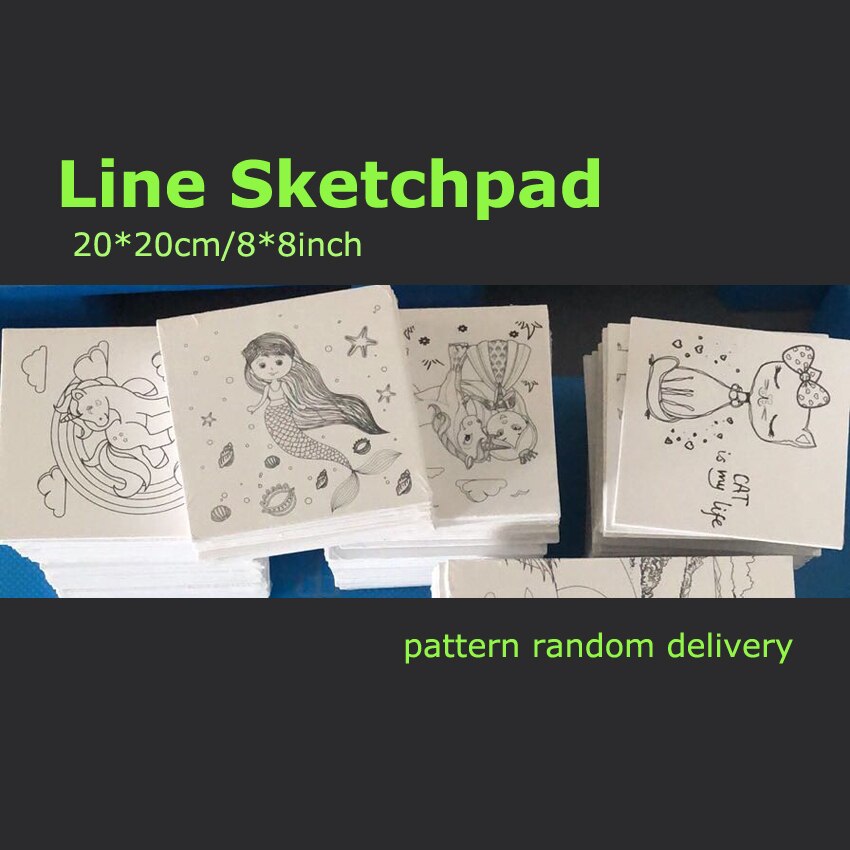 8x8Inch Sketchpad Line Drawing Canvas 20x20 Cm Pattern Random For Kids Or Students Oil And Acrylic Learning Paint Board: Default Title