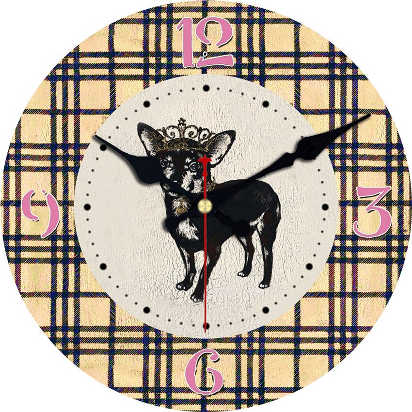 WONZOM Cute Cat Animal,Bread Wall Clocks,Vintage Dog Wall clock,Cow Wall Watches Home Decor,Kitchen Wall Clock: Tartan design / 16inch(40cm)