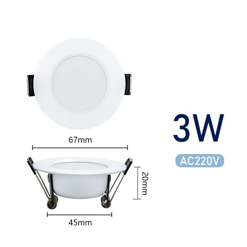 6 stk/parti led downlight 3w 5w 7w 9w 12w 15w rund forsænket lampe  ac220v led loftslys downlights spotlight indendørs belysning: 3w / Varm hvid