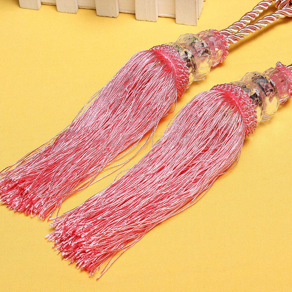 Prachtige europese stijl gordijn kwastjes hangbal kleine kristallen dubbele bol landelijke gordijn tieback 1 paar: Roze