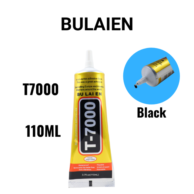 15ml 50ml 110ml bulaien  t7000 sort kontakt selvklæbende lim reparationslim med præcisionsapplikatorspids: Bulaien  t7000 110ml