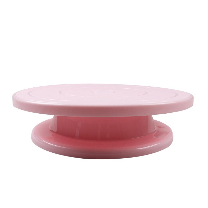 Suporte giratório de plástico para bolo, placas giratórias antiderrapantes para decoração de bolo, mesa rotativa, ferramenta de cozimento: Pink