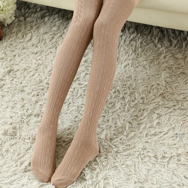 A Pair Long Knee Socks Cotton Women Warmer Over Knee Japan Style Casual Thigh High Stocking Winter Soft Knitting Socks