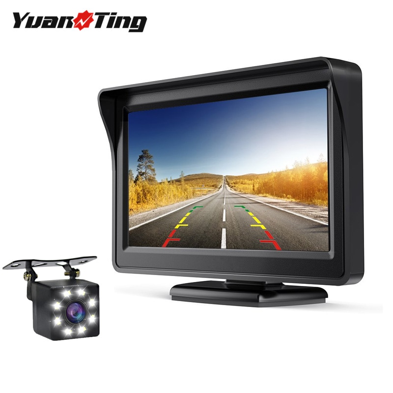YuanTing Auto LED Backup Achteruitrijcamera Nachtzicht Kit met 4.3 "TFT LCD Car Monitor Scherm Parkeerhulp system DC 12V