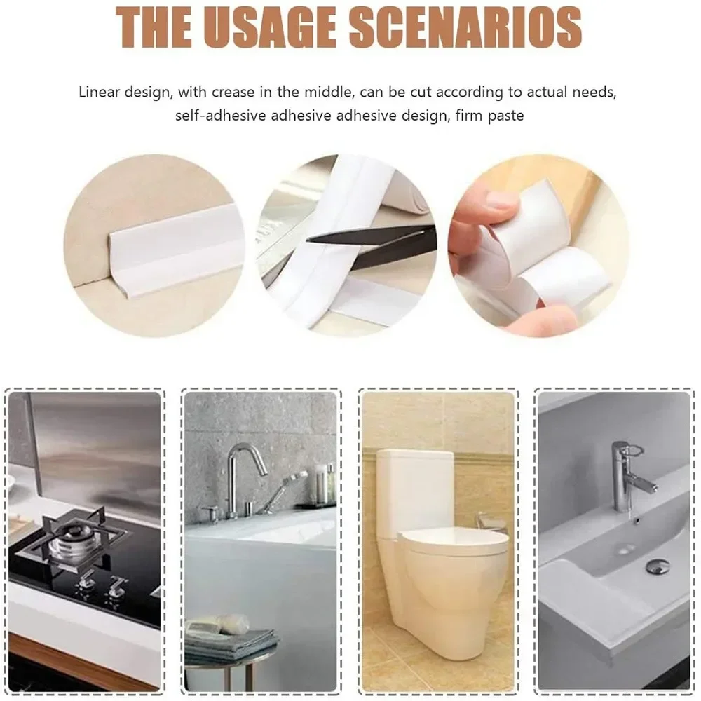 Cinta de sellado de PVC para baño, cinta de calafateo para inodoro, autoadhesiva, impermeable, a prueba de moho, para esquina de pared del fregadero de cocina