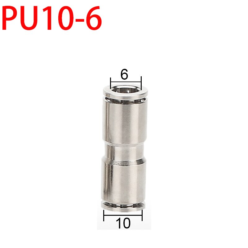 PU PG brass metal pneumatic quick coupling straight through 4 6 8 10 12mm air compressor hose high pressure connector: PG10-6