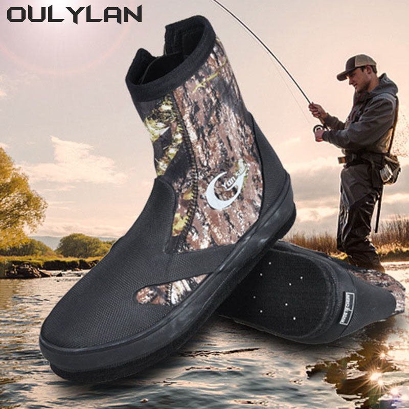 Oulylan-Bottes de plongée en néoprène pour homme et femme, chaussures de pêche imperméables et résistantes à l'usure, 5mm