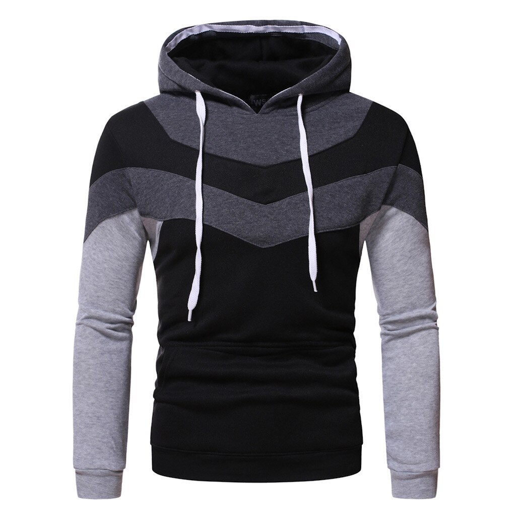 Men Autumn Tracksuit Long Sleeve Patchwork Sport Hooded Sweatshirt Fitness Slim Training Hoodies Outwear Moleton Masculino#g4: S / Gray