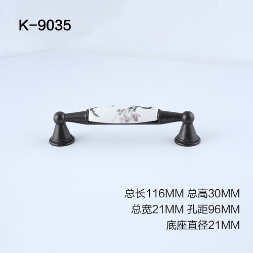 Poignée encastrée en plastique pour amélioration de l'habitat, modèle chinois de meubles Vintage en marbre noir et blanc: K-9035-96