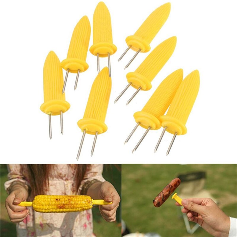 Mais Forchette Resistente Al Calore in Acciaio Inox Piccola Utensili per Cuocere Il Mais Cucina forchette barbecue Strumento per Il Partito di Campeggio di picnic barbecue Forcella Mais: 6