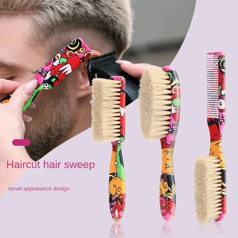 Kappersborstel voor het reinigen van haar, baardborstel met paardenhaar, nekborstel voor kappers, gereedschap om afgebroken haar te verwijderen