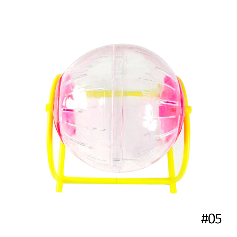 Mini Bola de ejercicio transparente para hámster, juguete para hámster, jaula para trotar con soporte, suministros para mascotas, 12cm: Pink with holder