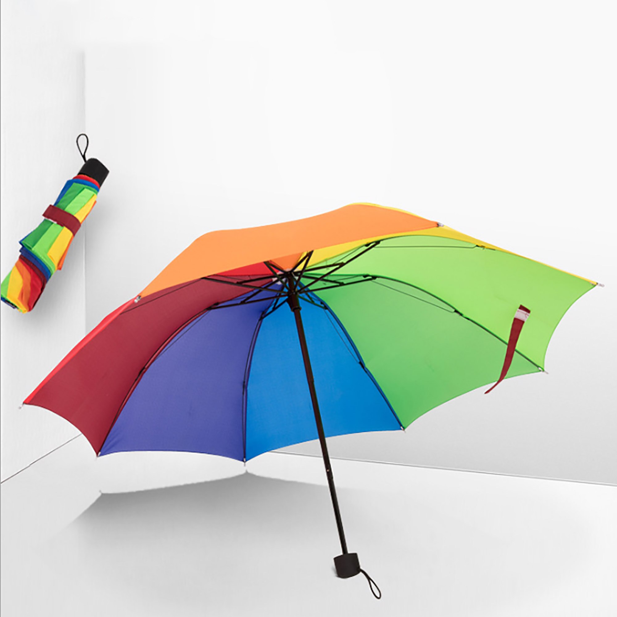 Rainbow Parasol Women Large size Rain Umbrellas Business Portable Wind Resistant Folding Umbrella