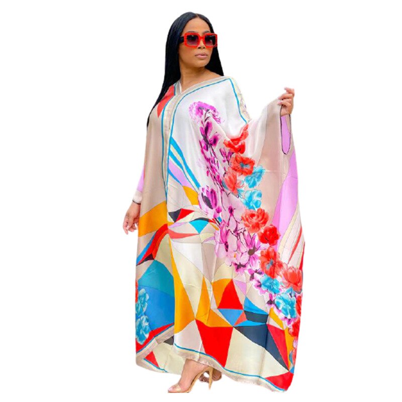 Boubou Africain Femme Print africano, africano ropa vestido para mujer en tallas grandes de manga murciélago Ankara vestidos de niña de vestido de: XXL