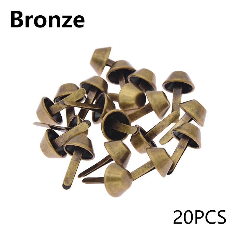 20 Stuks Metalen Klinknagel Zakken Bodem Nagel Voet Nail Diy Onderdelen Legering Twee-Legged Emmer Nail Bagage Onderdelen Tassen accessoires: Bronze
