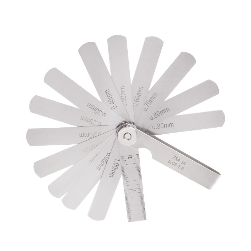 14 hoja 0,05-1mm calibrador de calibre medidor de espesor herramienta de medida rellenador de huecos Métrico
