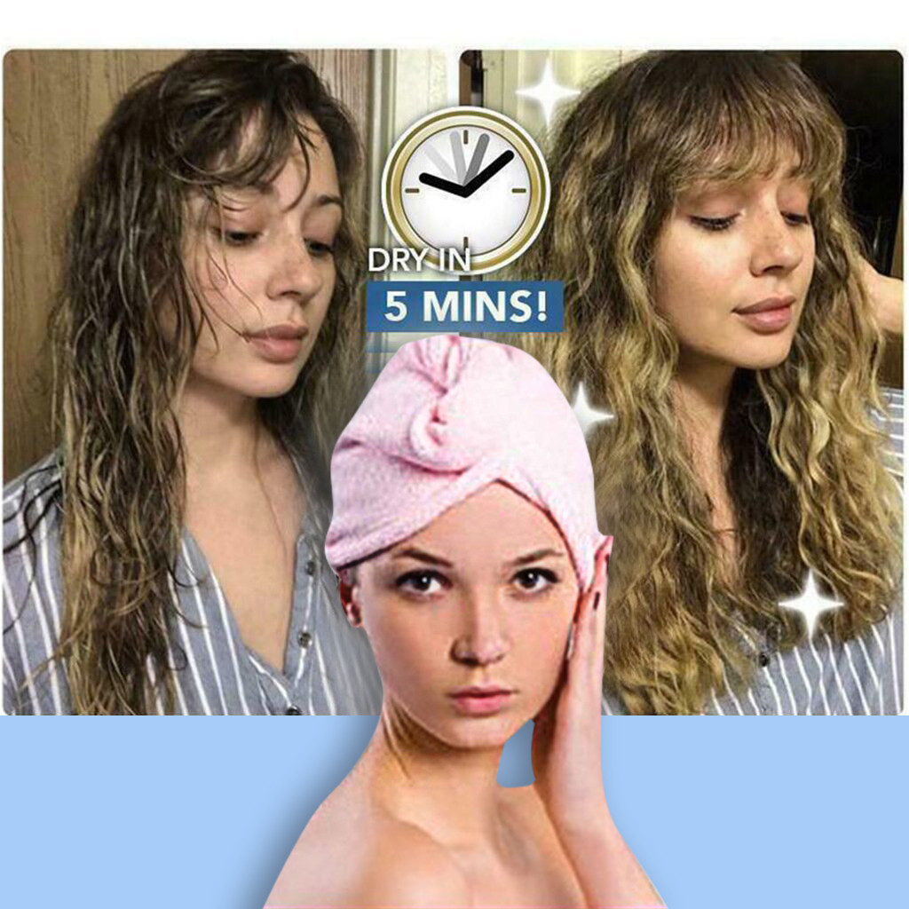 Turban éponge Avec Bouton Lot De 2 Serviettes-turban Avec Bouton – Rose, Ultra Absorbantes – Pour Sécher Cheveux Longs Ou Courts Naturellement