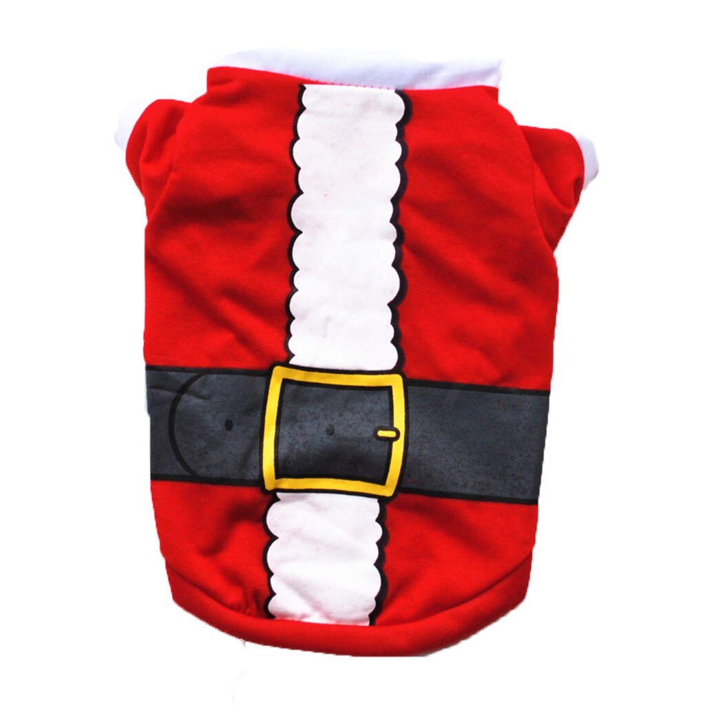 Christmas Pet dog Clothes Winter Christmas Print Clothes Pet Dog Long Sleeve Top Outfit Dog Clothing Cute Puppy Plus Size: Red / S
