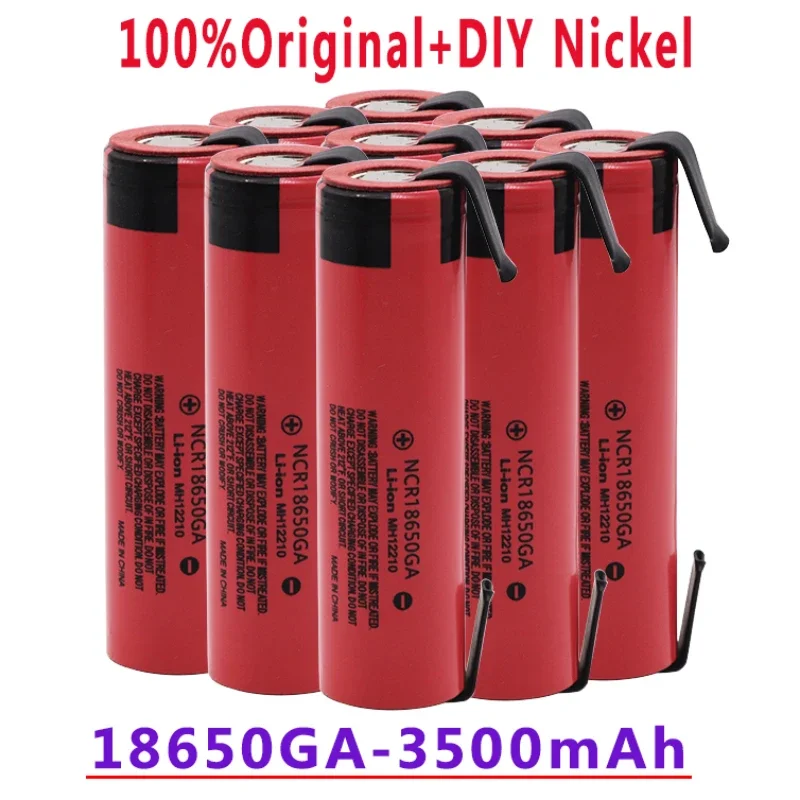 Ncr18650ga 20a descarga 3.7v 3500mah 18650 bateria recarregável para lanterna de brinquedo bateria de lítio de topo plano + níquel