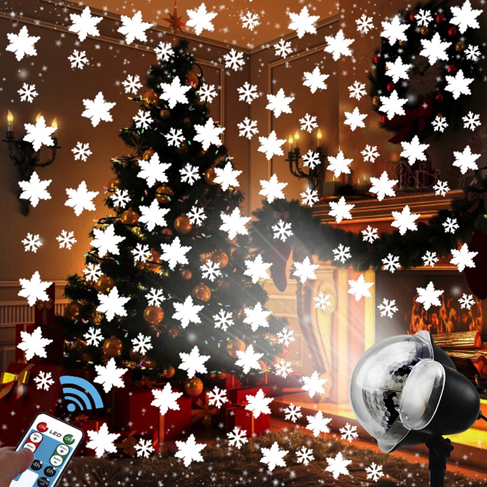 Snowfall Projector LED Lights Indoor Outdoor Lights With Remote Control Rotatable For Halloween Xmas Wedding Home
