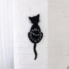 Cute Cat Quartz clocks Pendulum Clock Swinging Tail Wall Clock home Bedroom mirror Wall Quartz Needle Decor Wall Watch Clocks G2: blackB