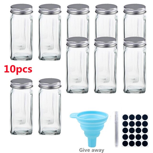 5 -12 Blikjes Set, Glas Kruidkruik, Kruiderij Dispenser, Zout En Peper Shaker, spice Fles, Keuken Accessoires: 10pcs