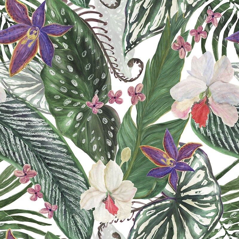 100% Polyester Fabric Custom Printed Cloth for dress Floral Plant Print Thin Stretch DIY Clothing Patchwork