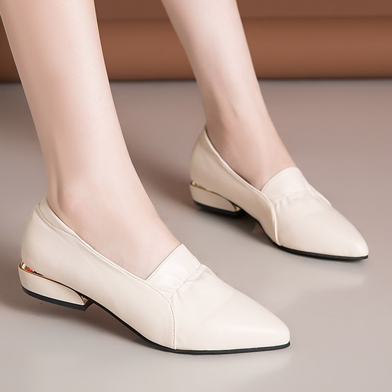 Lente herfst lage hakken kantoor dames schoenen puntige neus basic pumps nette schoenen zwarte bootschoenen rode instappers zapatos mujer 8690n
