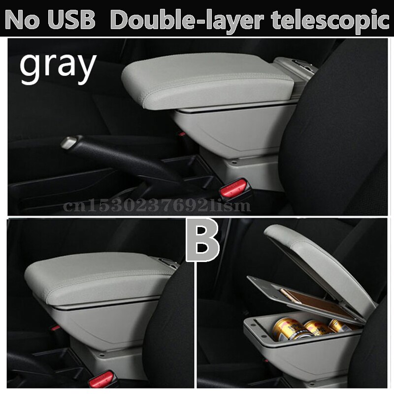 Para MINI Cooper R50 R52 R53 R56 R57 R58 F55 F56 F57 compatriota R60 F60Central reposabrazos caja de almacenamiento de accesorios de modificación: B gray No USB