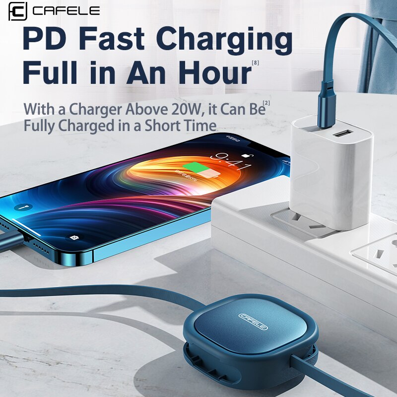 Cafele 20w retrátil pd cabo de carregamento rápido usb tipo c cabo para iphone 13 12 11 pro max xr telefone carregador cabo cabo de fio dados
